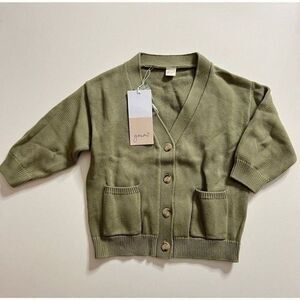 NWT Goumi Kids Artichoke Knit Button Up Sweater SZ 5-6T Toddler Green Cardigan O